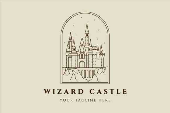 Magic Castle Line Art Logo Vector Design