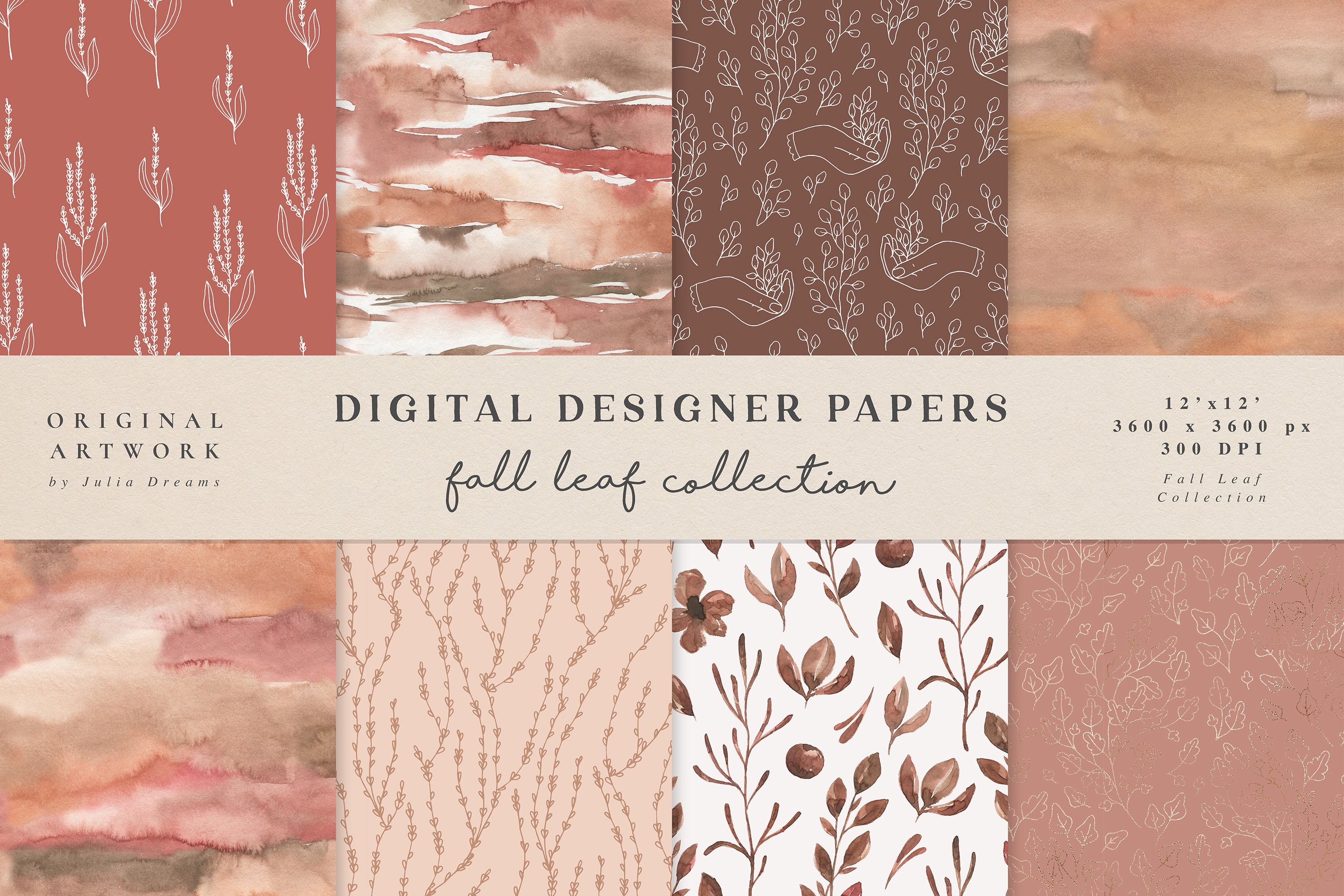 Fall Leaf Digital Paper Seamless Pattern Graphic by Julia Dreams ...