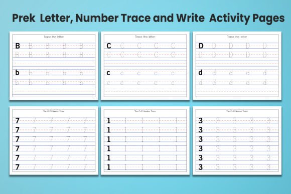 PreK Letter, Number Tracing Worksheets