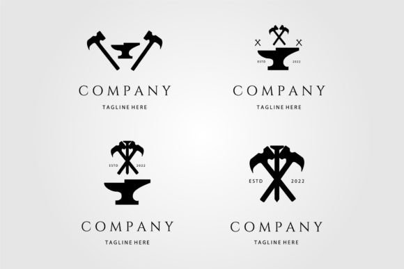 Set Hammer Anvil Graphic Logos By RAY N RAC