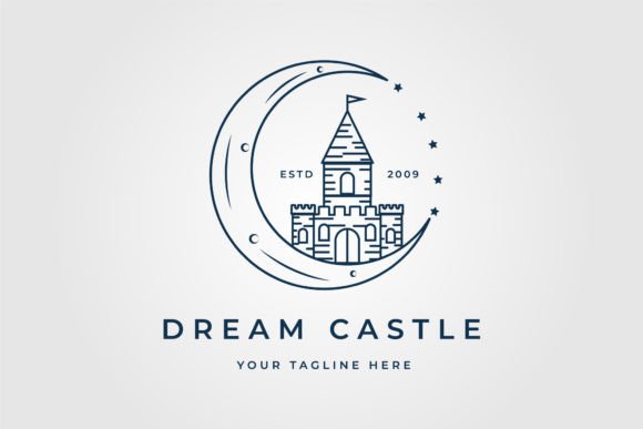 Dream Castle Line Art Logo, Icon Graphic Logos By RAY N RAC