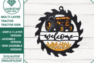 Multilayer Sign Tractor Multi-Layer Assemble Tractor Sign Svg Graphic by laser cutiny ...