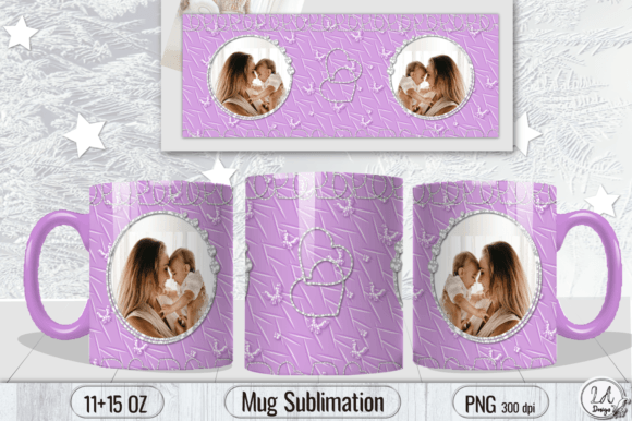 Purple Butterfly Photo Mug Wrap Design Graphics