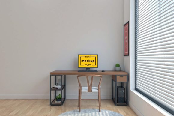 Workstation Frame & Screen Mockup Grafika Ramki i Plakaty Przez Microstock