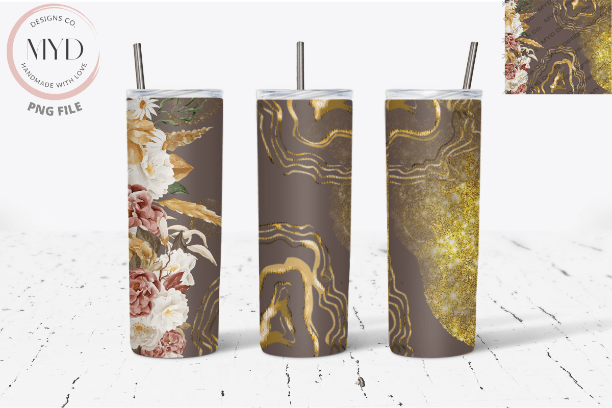 Agate Boho Florals Sublimation Tumbler 4 Graphic by MYD Designs Co ...