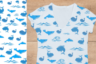 Blue Whale Seamless Pattern Graphic by PRINTART · Creative Fabrica