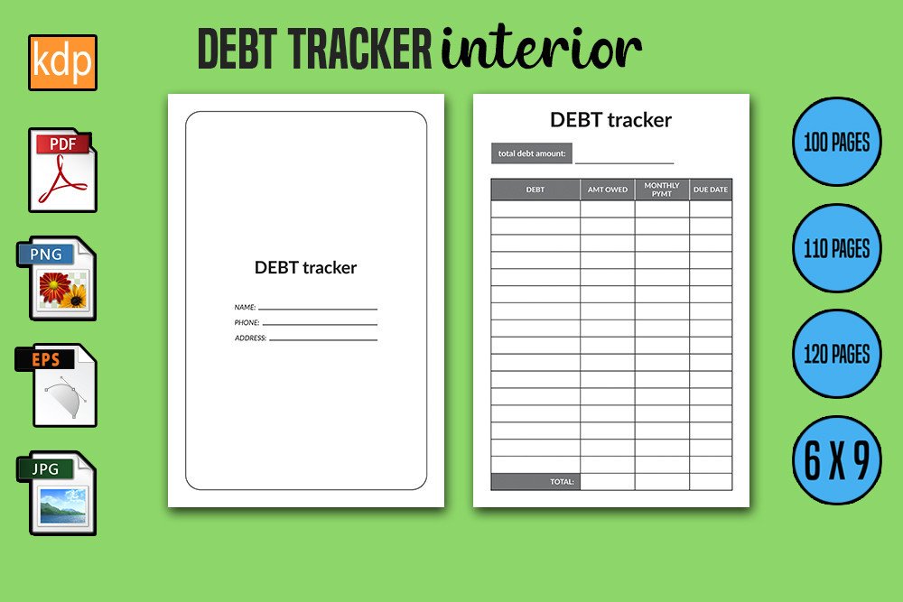 Debt Tracker Log Book | KDP Interior Graphic by Trendy Laser Cut ...