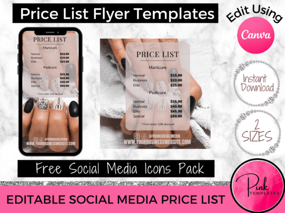 Nail Price List Flyer Template - Canva