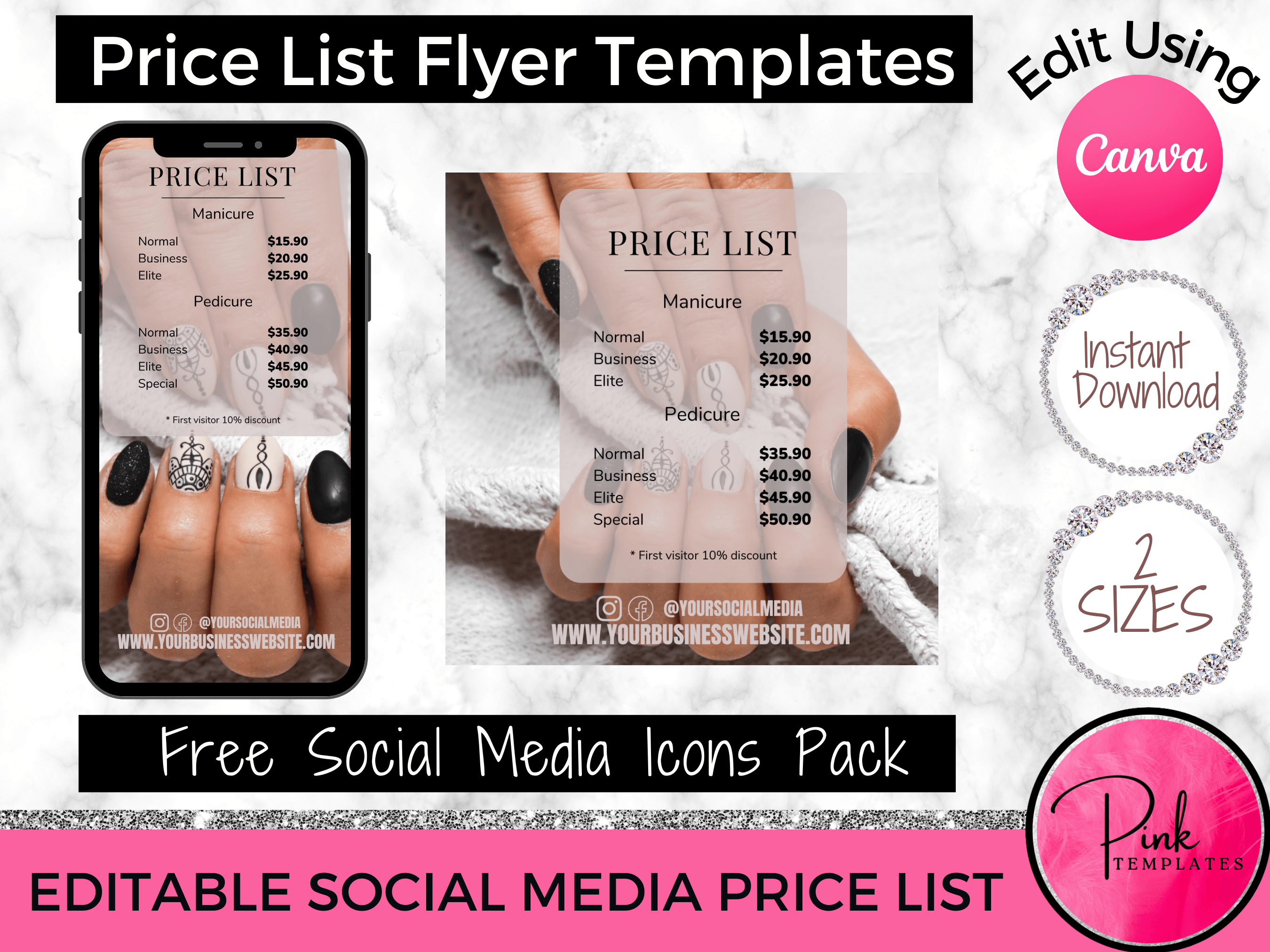 Nail Price List Flyer Template - Canva