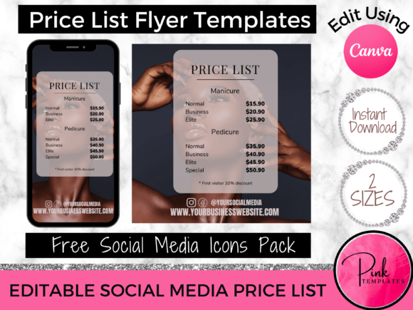 Nail Price List Flyer Template - Canva