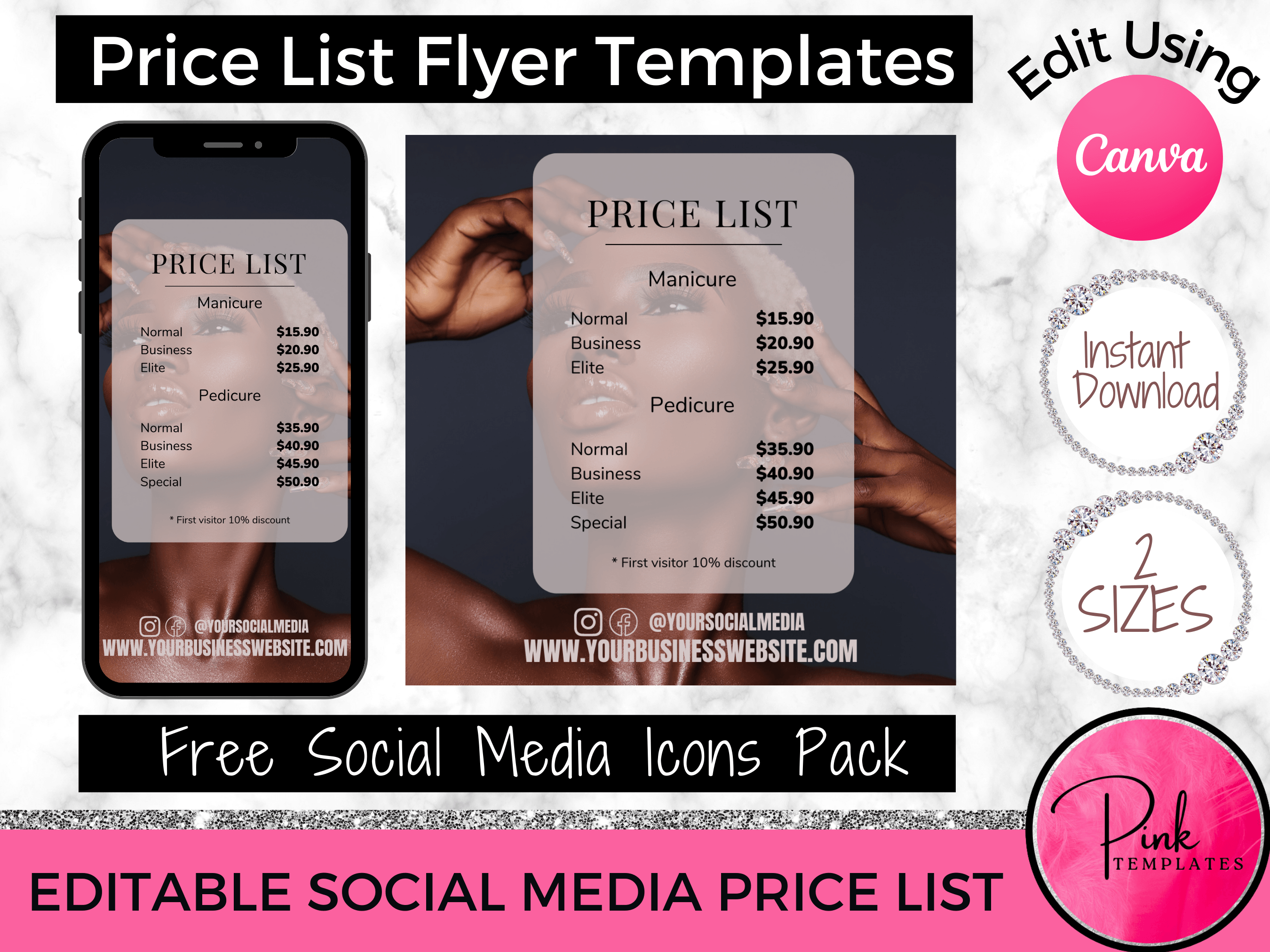 Nail Price List Flyer Template - Canva