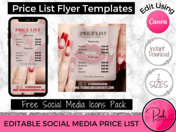 Nail Price List Flyer Template - Canva