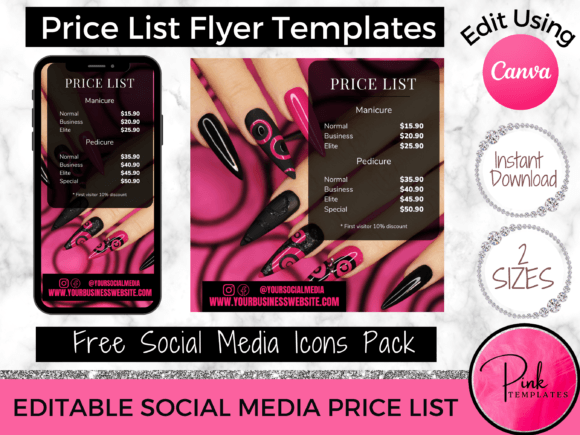 Nail Price List Flyer Template - Canva