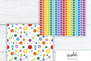 Rainbow Hearts Digital Paper Pack Graphic by MalvaDigitals · Creative ...