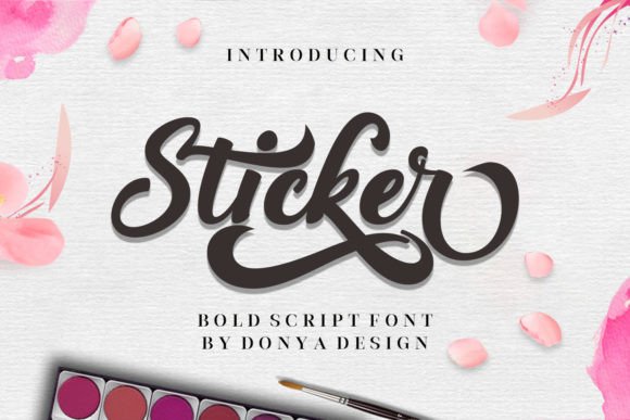 Sticker Font casual label handwritten