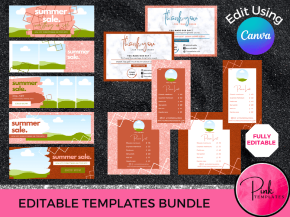 Beauty Business Templates Bundle Canva Graphics