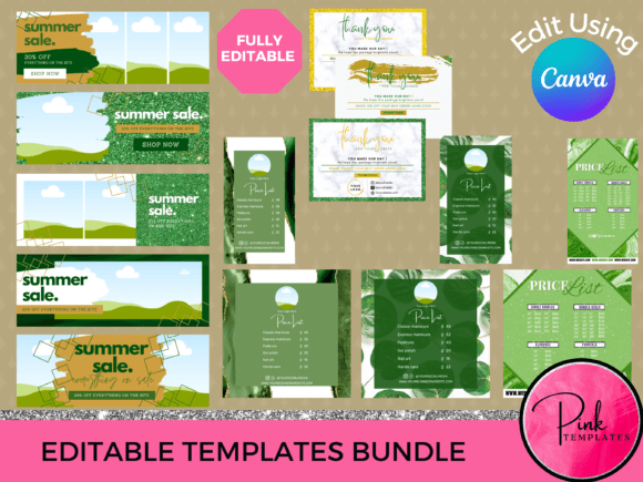 Beauty Business Templates Bundle Canva Graphics 1