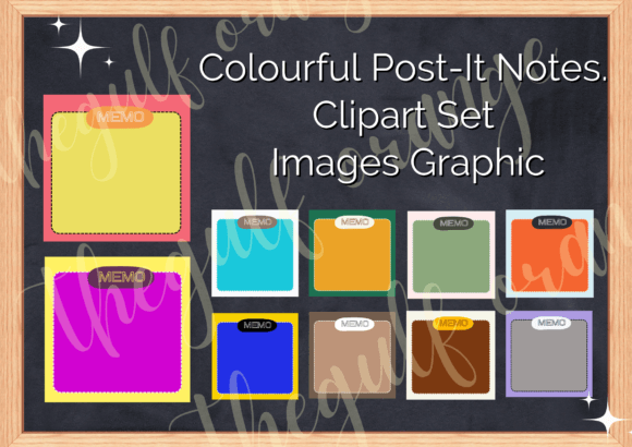 Colourful Post-It Notes Clipart Set Graphic Illustrations By danita.kukkai