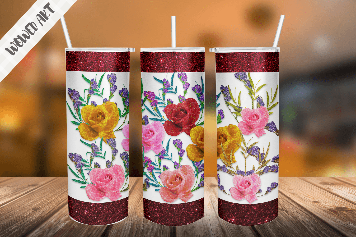 Glitter Rose 20 Oz Skinny Tumbler Wrap Graphic by CraftSvgs · Creative ...