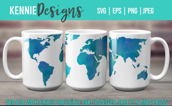World Map Geography Travel Mug Wrap Svg Graphics