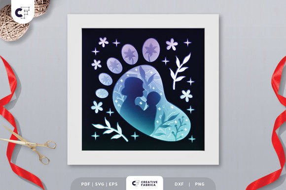 3D Shadow Box Mom and Baby Silhouette Baby 3D SVG Craft By Creative Fabrica Crafts