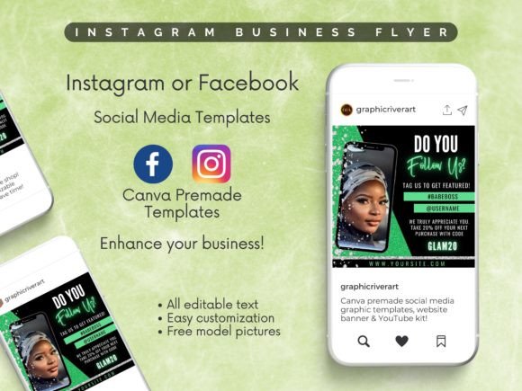 Follow Us Facebook Post Template Canva Graphics