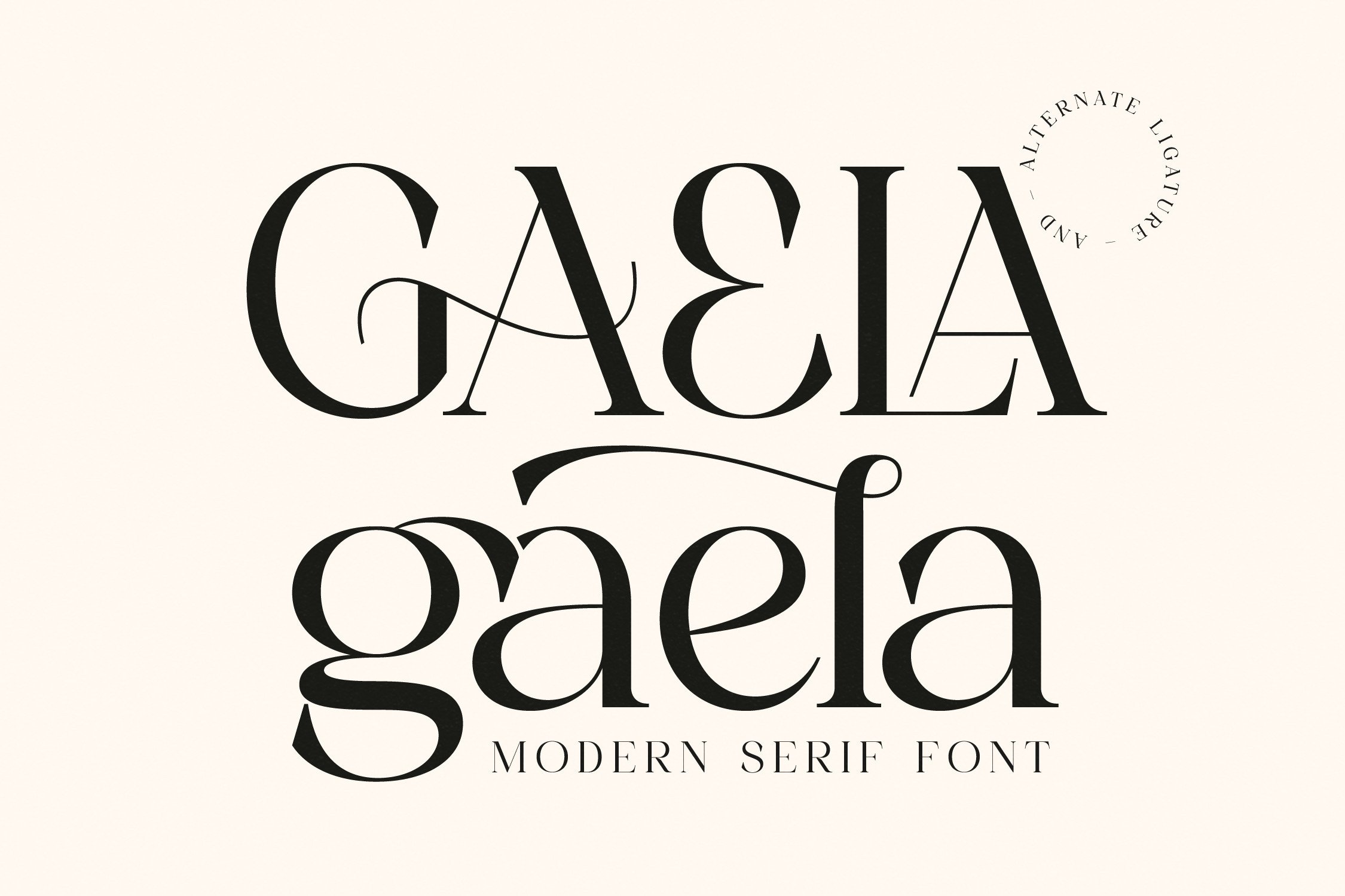 Gaela preview, modern serif with Gaelic inspiration