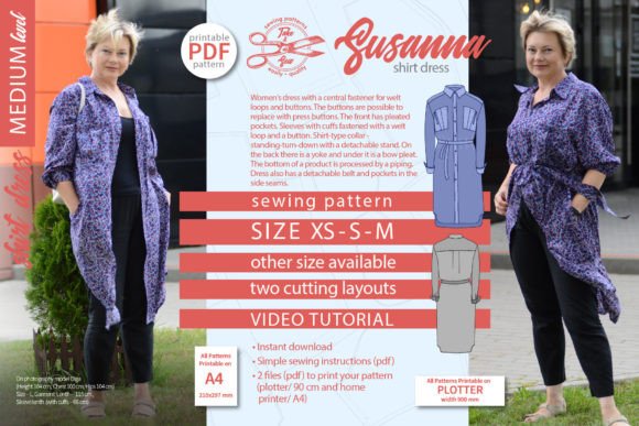 Shirt Dress Sewing Pattern Susanna