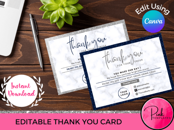 Thank You Cards DIY Printable Canva