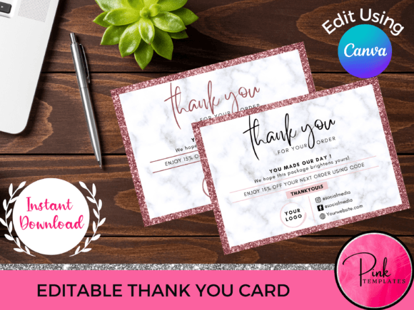 Thank You Cards DIY Printable Canva