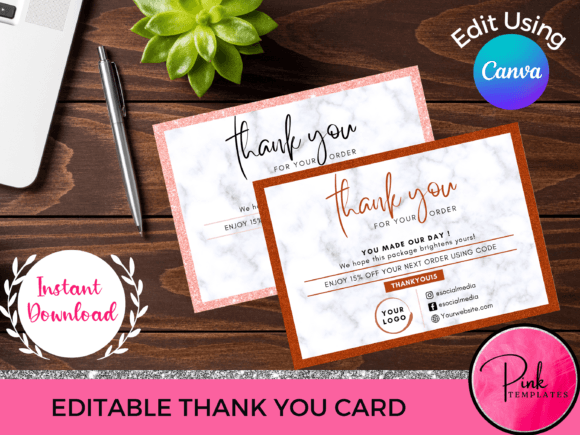 Thank You Cards DIY Printable Canva