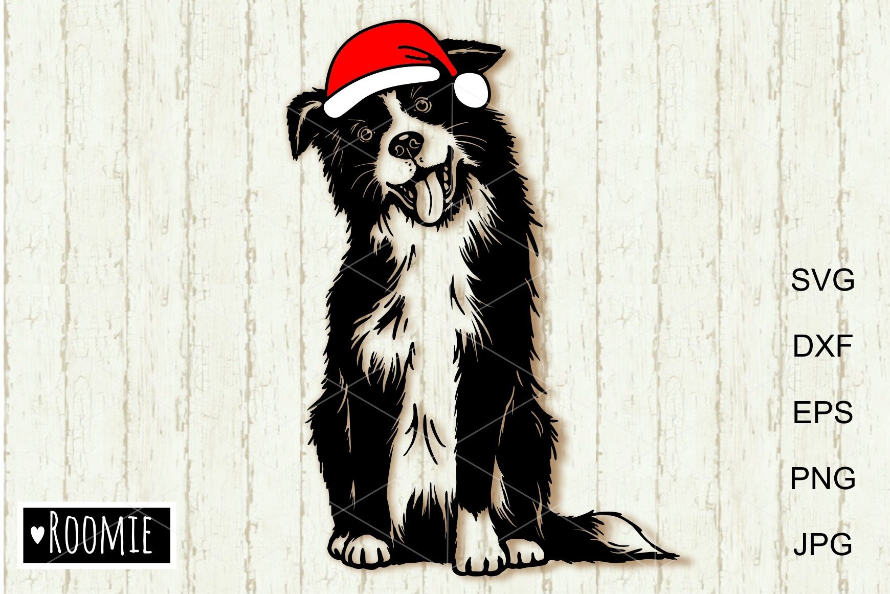 Christmas Border Collie in Santa Hat SVG Graphic by roomie · Creative ...