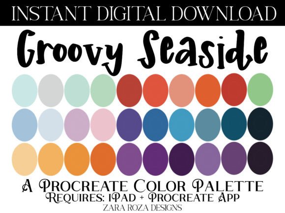 Groovy Seaside Procreate Color Palette Graphic Add-ons By ZaraRozaDesigns