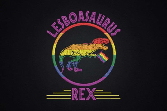 Lesboasaurus Rex LGBT Rainbow Flag