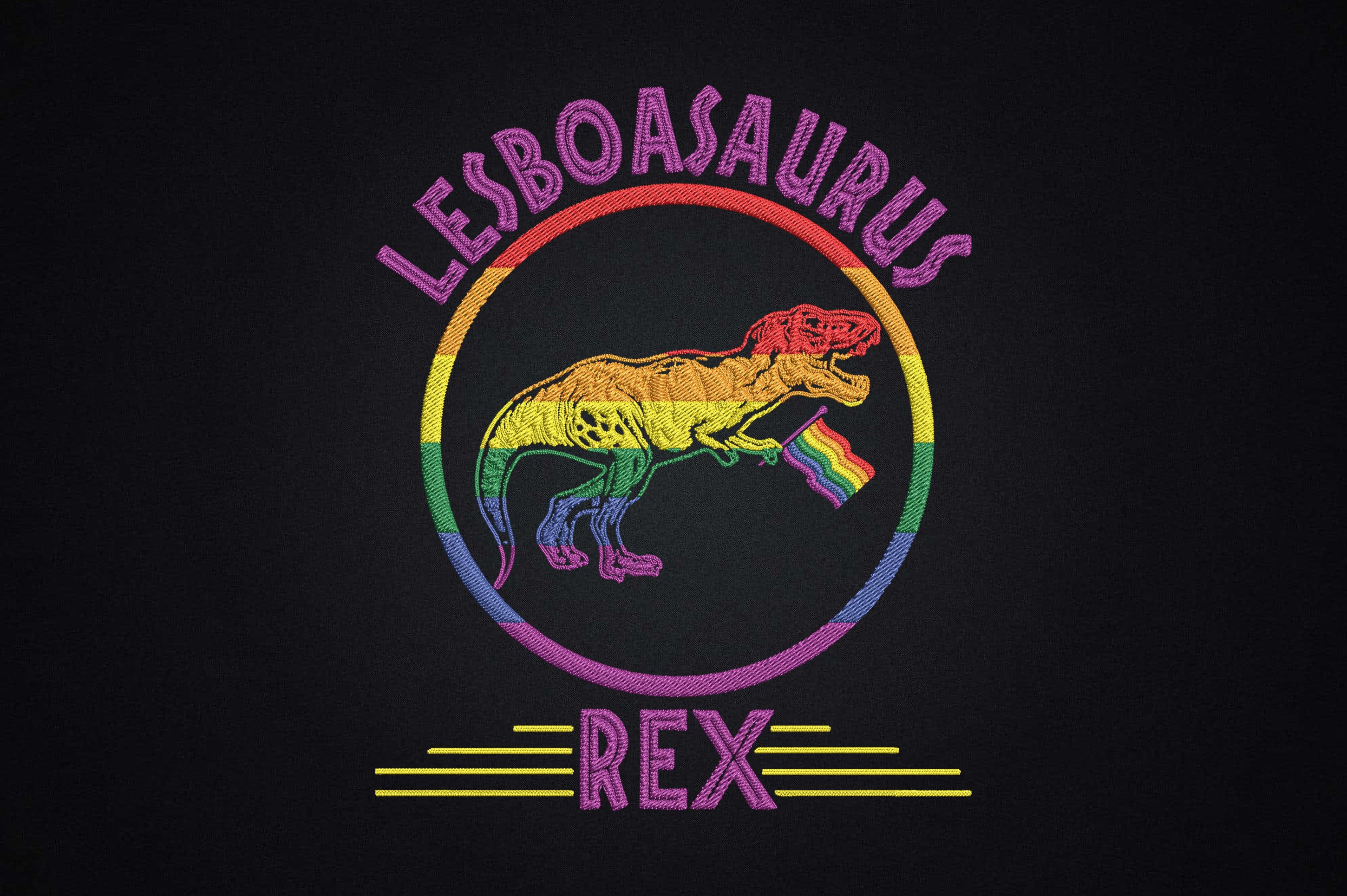Lesboasaurus Rex LGBT Rainbow Flag