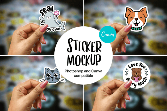 Sticker Mockup | Canva and Photoshop Graphic Labels & Stickers By Pixtordesigns