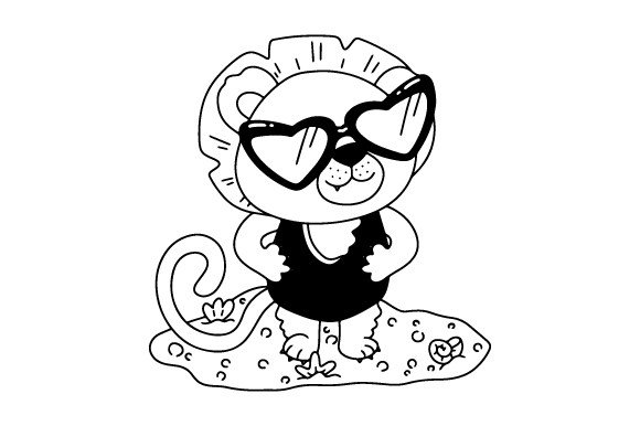Cute Lion with Sunglasses SVG Cut file by Creative Fabrica Crafts ...