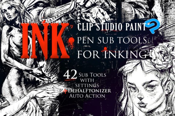 INK. for CSP: 41 Sub-Tools for Inking + Graphic Brushes By Ldarro