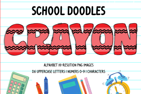 Red Crayon Doodle Letters Alphabet Graphics