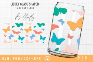 16oz Libbey Can Glass Butterfly Wrap Svg Graphic by PruStudio ...