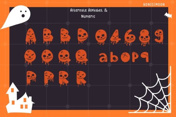 Halloween Face Font PNG with transparent background - Preview 4