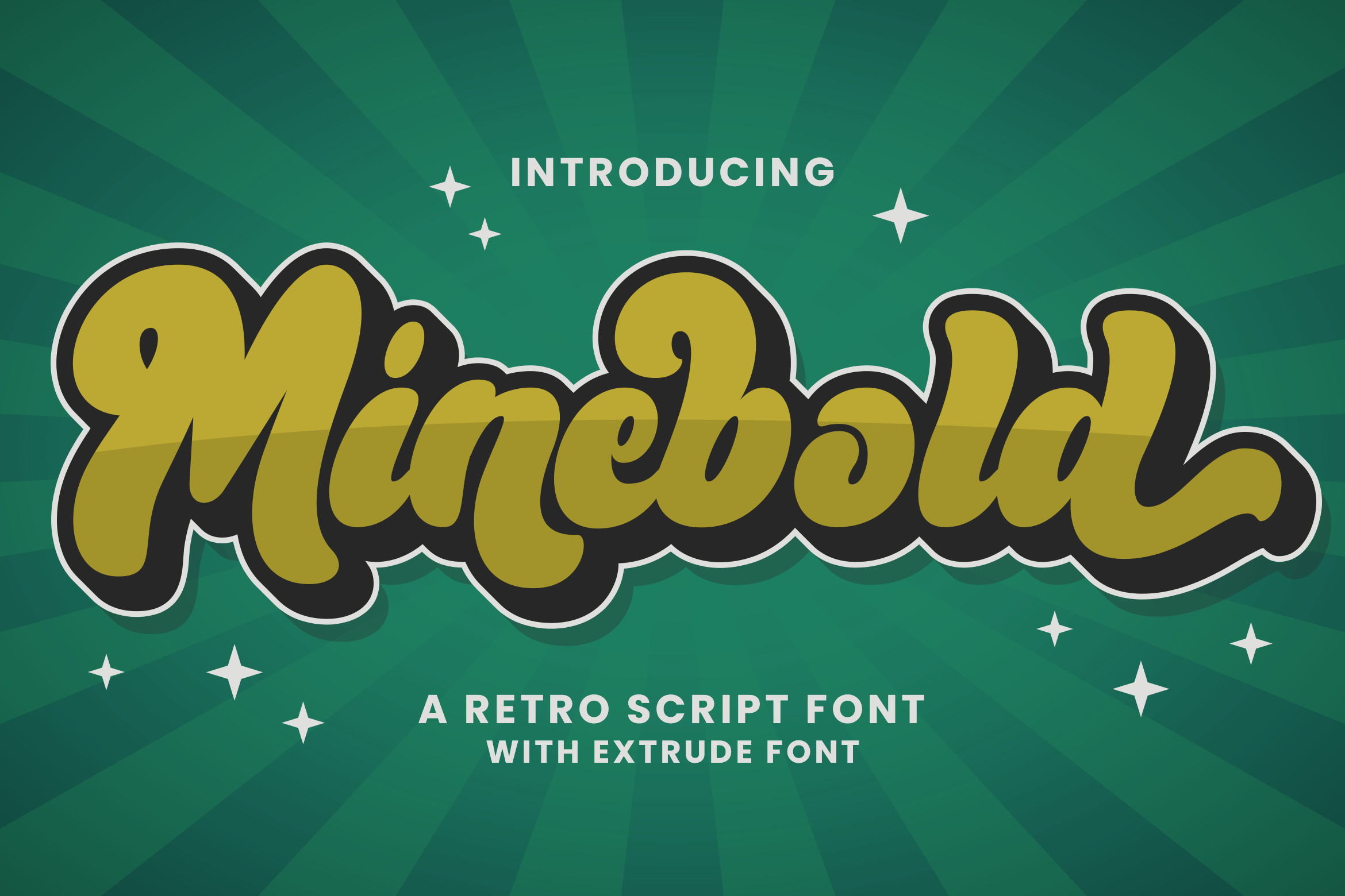 Minebold preview, retro bold handwritten font with a 70s feel