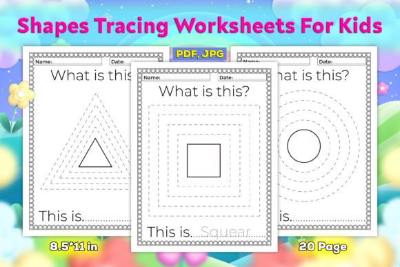 Shapes Tracing Worksheets for Kids Graphic by KDP Moon · Creative Fabrica