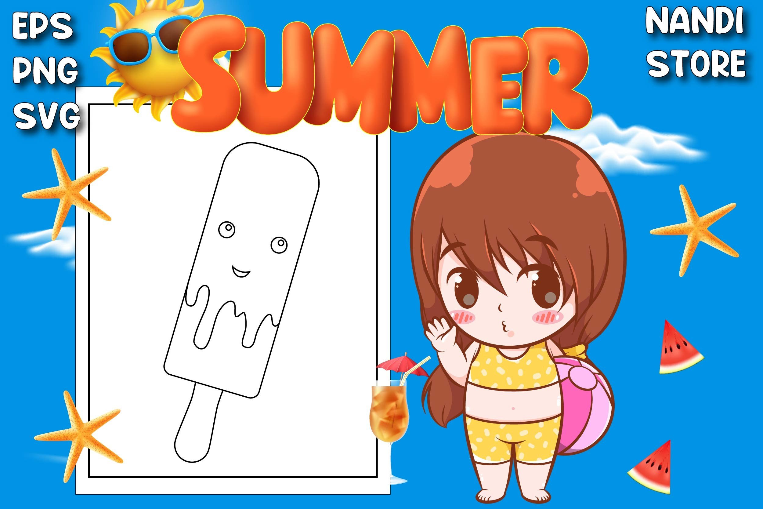 Summer Coloring Pages Vol- 21 Graphic by Nandi Store · Creative Fabrica