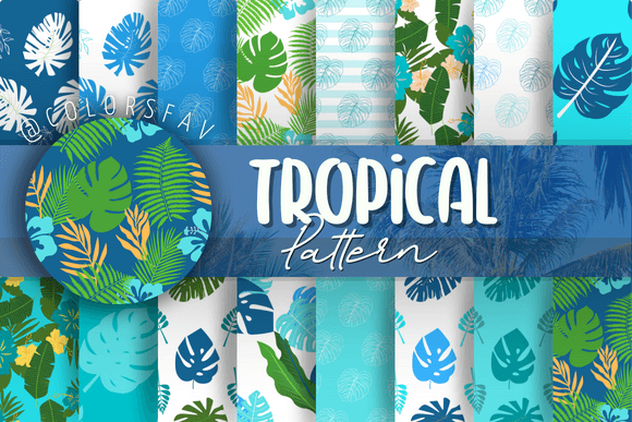 Ocean Tropical Seamless Patterns Bundle Graphic by ColorsFav · Creative ...