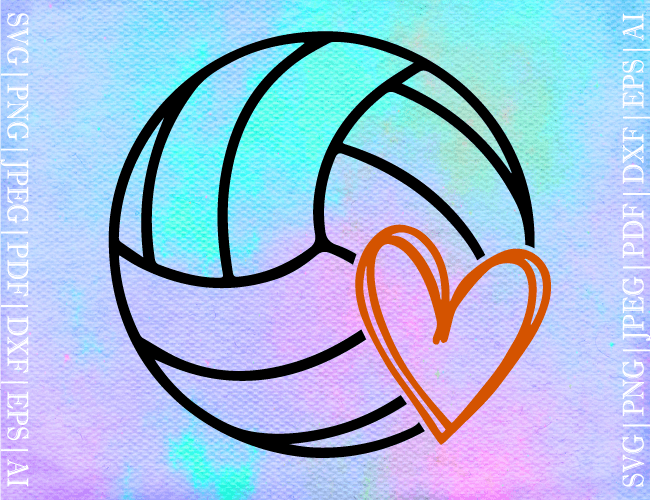 Volleyball with Heart SVG