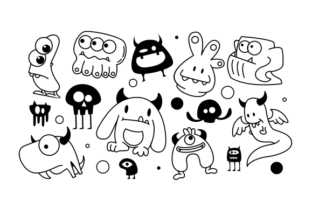Doodle Cute Monster Icons Hand Drawn Graphic by DEEMKA STUDIO  Creative  Fabrica