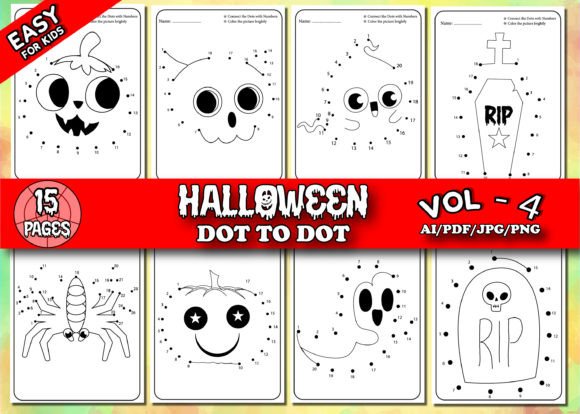 Halloween Dot To Dot for Kids Vol - 4