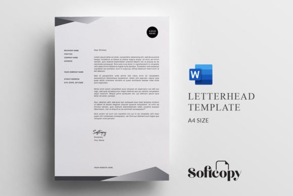 Letterhead Template for Microsoft Word Graphic Print Templates By softcopy.space