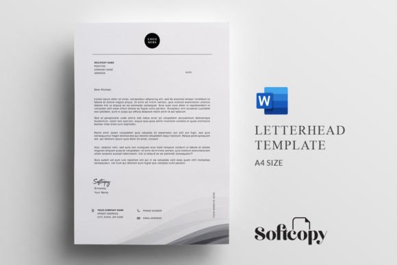 Letterhead Template for Microsoft Word Graphic Print Templates By softcopy.space